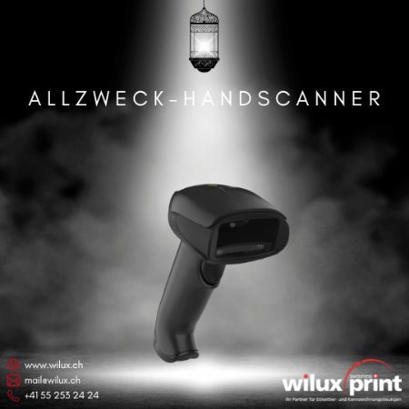 Allzweck anwendungsspezifische Barcode Scanner auf einer beleuchteten Plattform. Ideal für Einzelhandel, Lagerverwaltung und Logistik, flexibel für 1D- und 2D-Barcodes, hohe Scan-Geschwindigkeit und präzise Datenerfassung.