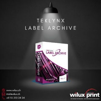 Produktbox der Software TEKLYNX LABEL ARCHIVE, präsentiert von WILUX PRINT für Unternehmen mit hohen Anforderungen an Sicherheit und Rückverfolgbarkeit von Etiketten.