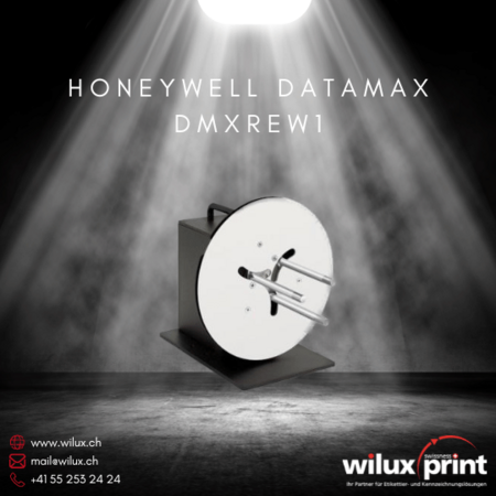 Der Honeywell Datamax DMXREW1 Etiketten-Auf-/Abwickler, ausgestattet mit Constant Adjustable Torque™-Technologie, optimiert das Etikettenmanagement und sorgt für hohe Präzision und Effizienz.