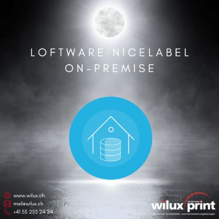 Symbol eines Hauses, das Loftware NiceLabel On-Premise als Compliance-Etikettensoftware für Unternehmen mit lokalen Datenhaltungslösungen und strengen Datenschutzanforderungen darstellt.