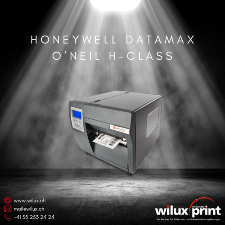 Honeywell Datamax O'Neil H-Class Hochleistungs-Industriedrucker, unterstützt Thermodirekt-, Thermotransfer- und RFID-Drucktechnologien, ideal für anspruchsvolle industrielle Anwendungen.