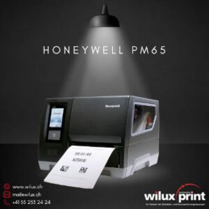 Honeywell PM65 Industriedrucker mit Etikett, Wi-Fi 6, Bluetooth 5.2 und platzsparendem Design für effiziente Produktionsprozesse.