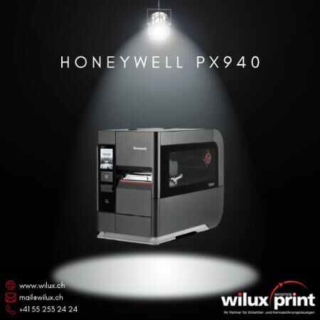 Honeywell PX940 Thermodirekt- und Thermotransferdrucker mit integrierter Prüfeinheit für hochpräzisen Etikettendruck, RFID-Unterstützung und automatischer Fehlerkorrektur bei Etiketten.