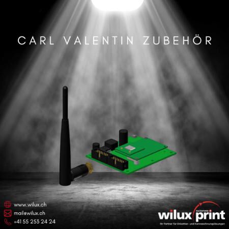 Carl Valentin Zubehör, darunter eine WLAN-Karte mit Antenne, zur Optimierung von Etikettendruckern, bietet erweiterte Konnektivität und Funktionalität für verbesserte Druckprozesse.