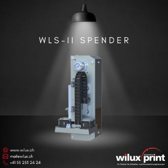 Etikettenspender WLS-II mit Pneumatikadapter, ideal für präzise Etikettierung im Stillstand, speziell geeignet für empfindliche Produkte wie Pharmazeutika, Kosmetikartikel oder zerbrechliche Güter.