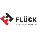 Flück Fördertechnik AG Logo mit schwarzem und rotem grafischem Symbol, verwendet auf der Testimonial-Seite