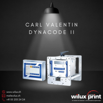 Einbaurahmen und Ansteuerelektronik des Carl Valentin Dynacode II, optimiert für flexiblen und effizienten Foliendirektdruck in industriellen Produktionslinien.