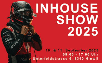 WILUX PRINT Inhouse Show 2025 mit einem Rennfahrer und dem Slogan "Adrenalin trifft auf Innovation".