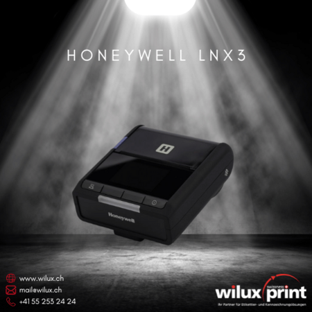 Honeywell LNX3 mobiler Thermodirekt-Drucker mit Wi-Fi und Bluetooth für Etiketten- und Belegdruck in industriellen Umgebungen.