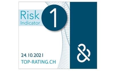 Zertifikat der Bisnode D&B mit Risk Indicator 1, das die finanzielle Stabilität und höchste Bonität der WILUX PRINT AG bestätigt.