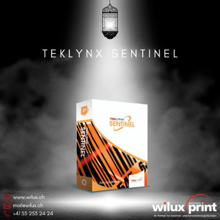 Verpackung von TEKLYNX SENTINEL, einer automatisierten Drucklösung für die zentralisierte Steuerung und Überwachung des Etikettendrucks, ideal für die SAP-Etikettierungsintegration.