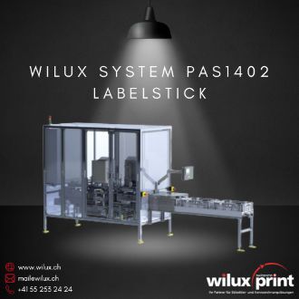 WILUX System PAS1402 Steck Etikettierer für die präzise Kennzeichnung von Mehrweggebinden mit wiederverwendbaren Stecketiketten. Ausgestattet mit Thermotransferdruck und automatisiertem Spende- und Einsteckmodul.