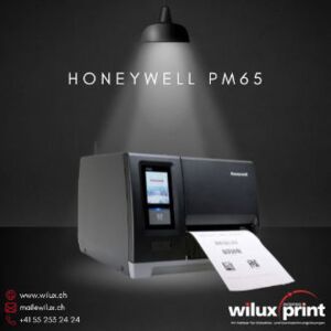 Honeywell PM65 Industriedrucker mit Etikett, Wi-Fi 6, Bluetooth 5.2, und RFID-Unterstützung für effiziente, präzise industrielle Anwendungen.