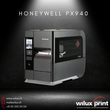 Der Honeywell PX940 Etikettendrucker für Industrie mit integriertem Prüfsystem für fehlerfreie Etiketten, unterstützt Thermodirekt- und Thermotransferdruck sowie RFID-Drucktechnologie.