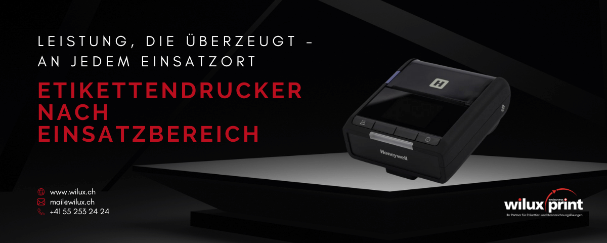 Der Honeywell LNX3 Etikettendrucker auf schwarzem Hintergrund, optimiert für mobile Etikettierung in Industrie, Handel und Logistik. Ideal für präzise Beschriftung an jedem Einsatzort.