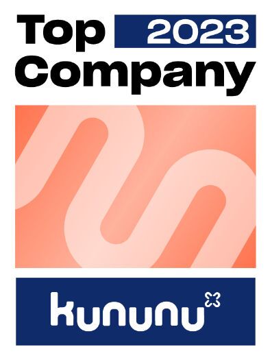 Kununu Top Company 2023 Badge mit dem Text 'Top Company 2023' und dem Logo von Kununu - Offene Stellen WILUX PRINT