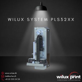 Etikettierer WILUX System PLS32XX mit Pneumatikadapter, ideal für eine exakte Etikettierung im Stillstand auf rechteckigen und empfindlichen Produkten.