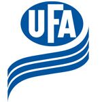 UFA AG Logo in blauer Schrift mit geschwungenem Band, verwendet auf der Testimonial-Seite