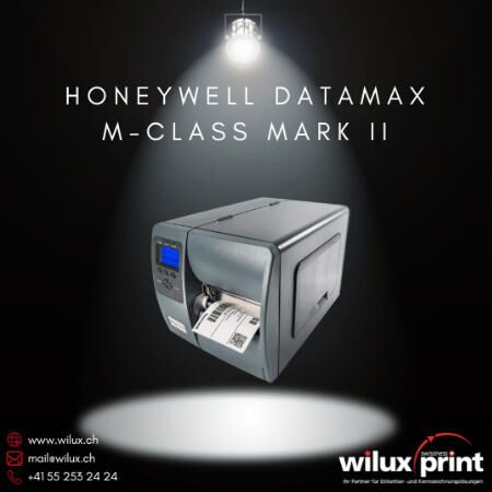 Honeywell Datamax M-Class Mark II Thermodirekt- und Thermotransferdrucker, kompakt und vielseitig für industrielle Barcodedruck-Anwendungen in Lagerhaltung, Gesundheitswesen, Logistik und Einzelhandel.