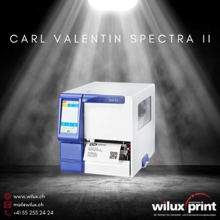 Carl Valentin Spectra II Etikettendrucker mit 6,5-Zoll-Touchscreen, ausgestattet für Thermodirekt- und Thermotransferdruck, ideal für anspruchsvolle industrielle Etikettieranforderungen.