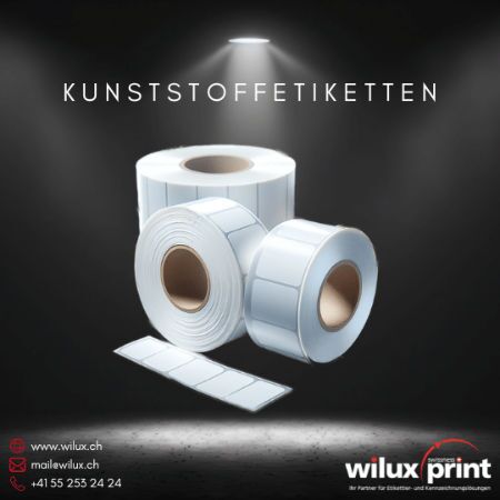 olle mit Kunststoffetiketten, ideal für anspruchsvolle Bedingungen in verschiedenen Branchen wie Lebensmittel, Kosmetik, Elektronik und Maschinenbau.