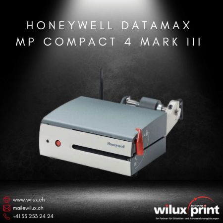 Honeywell Datamax MP Compact 4 Mark III Etikettendrucker für Industrie, kompakt und robust, ideal für den Thermodirektdruck. Montierbar auf Gabelstaplern oder mobilen Wagen, bietet er flexible Etikettendrucklösungen in anspruchsvollen Umgebungen.