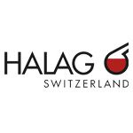 Halag Chemie AG Logo mit schwarzem Text und rotem Symbol, verwendet auf der Testimonial-Seite