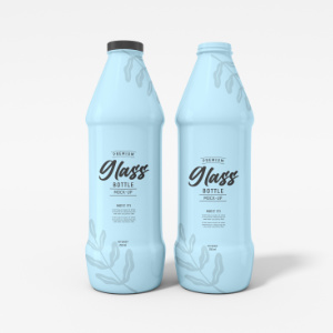 WILUX PRINT Blog Übersicht Flaschenetiketten - Beispiel mit hellblauen Glasflaschen