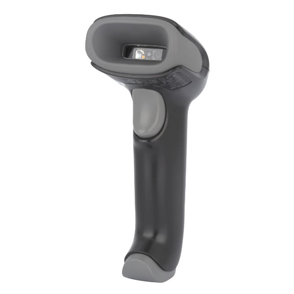 Honeywell Voyager 1472g universal scanner in gray, ergonomic design for precise barcode capture, with a modern scanning window and user-friendly grip
