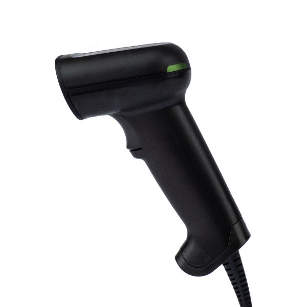 Honeywell Xenon Ultra 1960g Premium Scanner in black-colored design with luminous green accent light, ergonomic shape, and attached cable