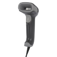 Honeywell Voyager 1470g – A powerful barcode scanner in elegant black, depicted in a left-facing view, paired with a robust cable for utmost scanning accuracy