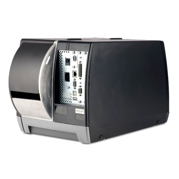 RFID Drucker Honeywell PM45 Rückseite mit Anschlüssen, schwarz, silber und grau
