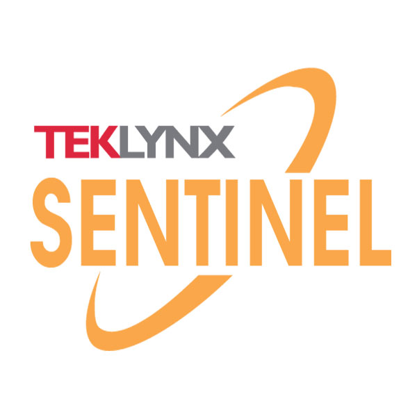 Teklynx SENTINEL Etiketten Software Logo in orange, rot und grau