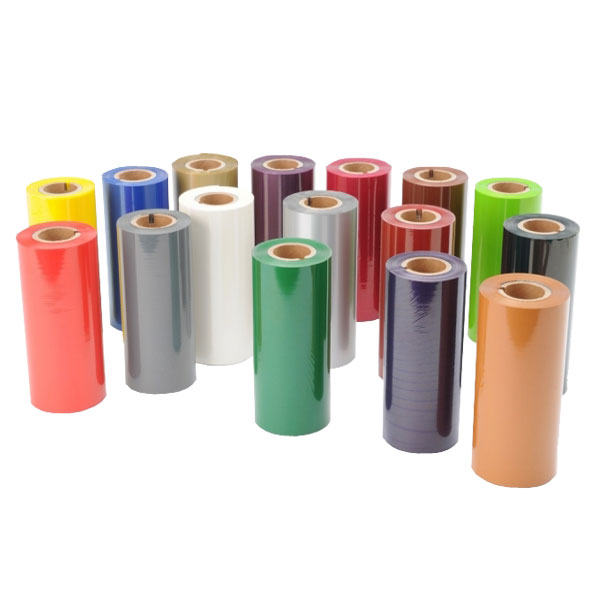 Unprinted colored ribbons thermal transfer on roll in various colors, shapes and sizes