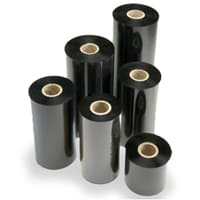Unprinted thermal transfer resin ribbons on roll in black and in various shapes and sizes