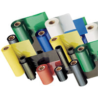 Unprinted thermal transfer special ribbons on roll in various colors, shapes and sizes