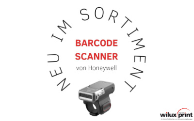 WILUX News - Neu im Sortiment - Barcode Scanner von Honeywell - Honeywell 8675i zentral dargestellt mit dem WILUX PRINT Logo unten rechts