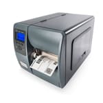 Industrial label printer Honeywell Datamax M-Class Mark II in gray with white printed label