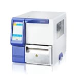 Logistics label printer Carl Valentin Spectra II in gray, blue and silver with display