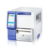Label printers Carl Valentin Spectra II in white and blue with display and cutter