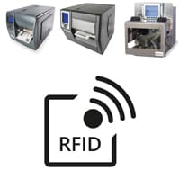 RFID label printer variants in gray, black and silver