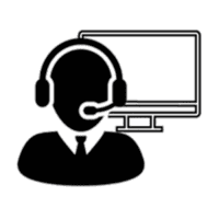 Support WILUX Remote Support Mann mit Headset und Monitor im Hintergrund in schwarz und weiß