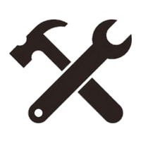 Support WILUX PRINT repair services wrench and hammer in black