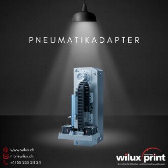 Pneumatikadapter PA am WILUX System PLS41xx zur Etikettierung im Stillstand mit pneumatischem Stempel